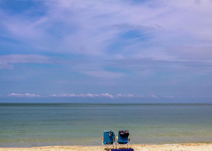 Beach Greeting Card featuring the photograph Empty Beach Empty Chairs by Robert Wilder Jr