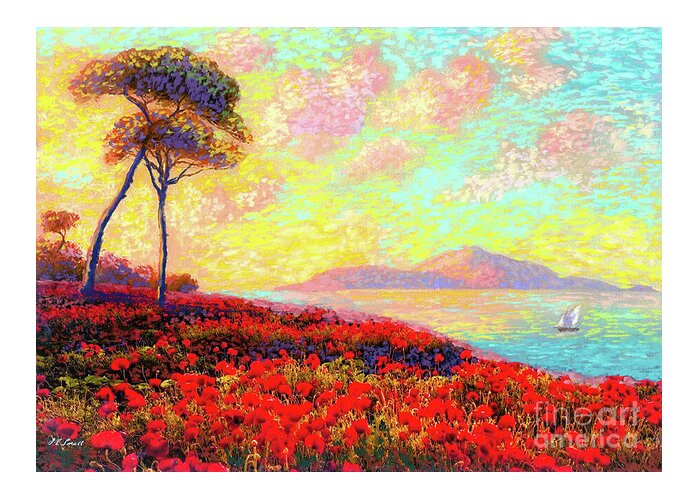 Floral Greeting Card featuring the painting Enchanted by Poppies by Jane Small