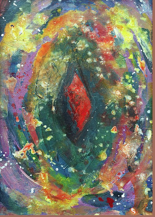 Abstract Greeting Card featuring the painting Energy of Red by Maria Meester