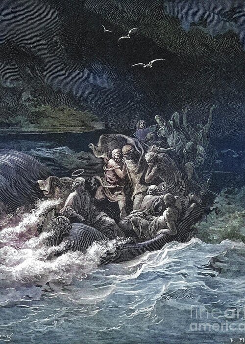 Engraving of Jesus Stilling the Tempest by Gustave Dore k2 Greeting ...