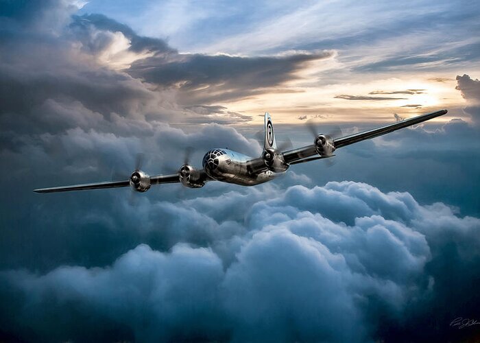 Aviation Greeting Card featuring the digital art Enola Gay by Peter Chilelli
