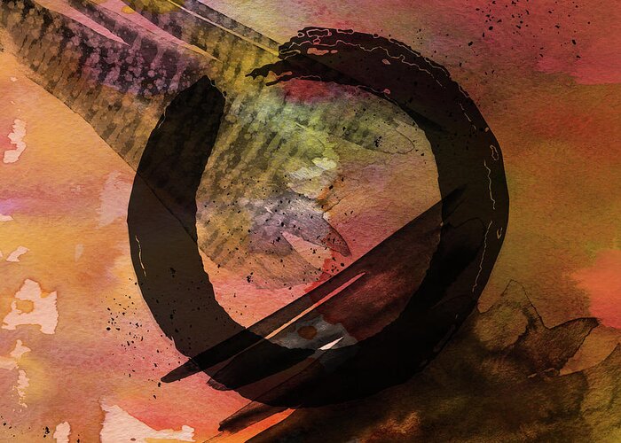 Enso Abstracted Greeting Card featuring the painting Enso Abstracted by Kandy Hurley