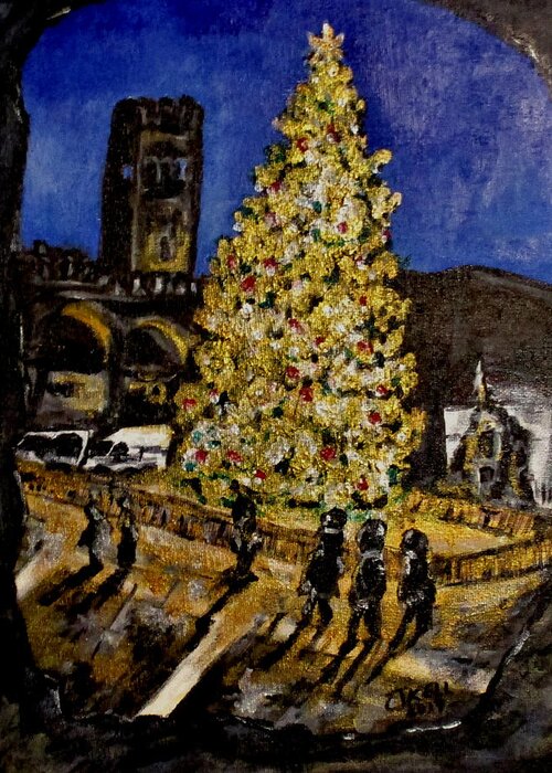 Holidays Greeting Card featuring the painting Erika's Christmas Tree by Clyde J Kell