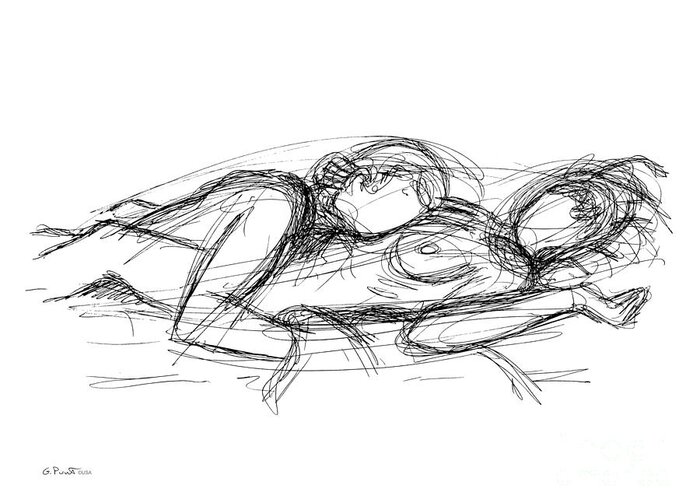 Couples Greeting Card featuring the drawing Erotic Couple Sketches 7 by Gordon Punt