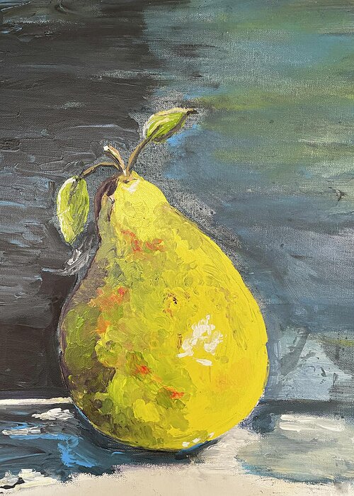 Pear Greeting Card featuring the mixed media French Pear by Linda Bailey