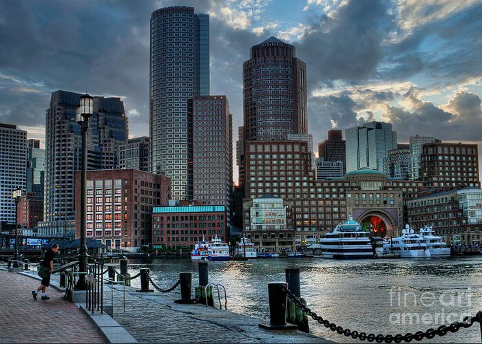 Boston Greeting Card featuring the photograph Evening at the Harbor by LR Photography