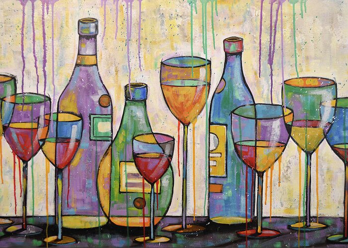 Wine Greeting Card featuring the painting Evening Drinks by Amy Giacomelli