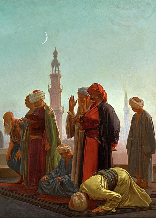 Jean-leon Gerome Greeting Card featuring the painting Evening Prayer, Cairo, Detail No.2 by Jean-Leon Gerome