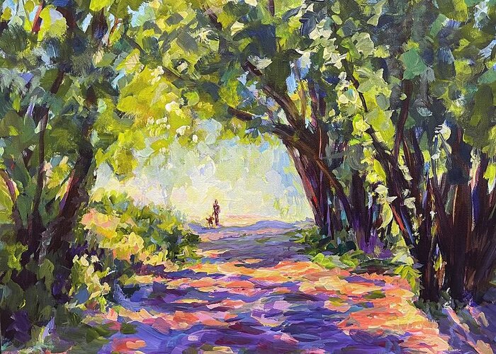 Trees Greeting Card featuring the painting Evening Walk by Madeleine Shulman