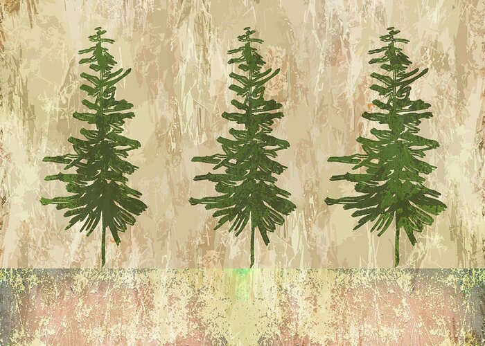 Evergreen Forest Greeting Card featuring the digital art Evergreen Forest Abstract by Nancy Merkle