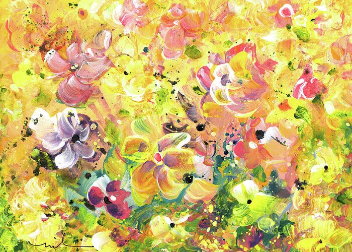 Flower Greeting Card featuring the painting Explosion Of Joy 20 by Miki De Goodaboom