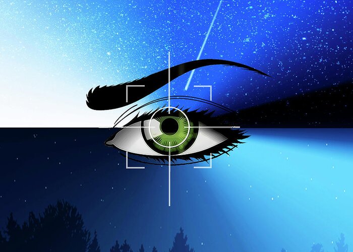 Staley Greeting Card featuring the digital art Eye in the Sky by Chuck Staley
