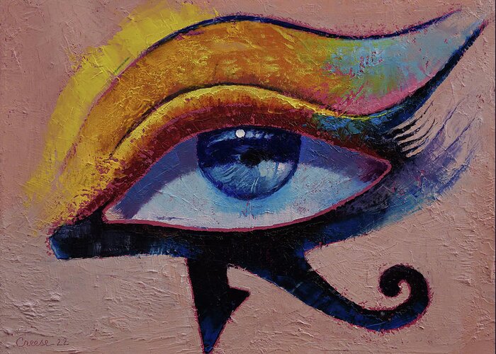 Eye Of Horus Greeting Card featuring the painting Eye of Horus by Michael Creese