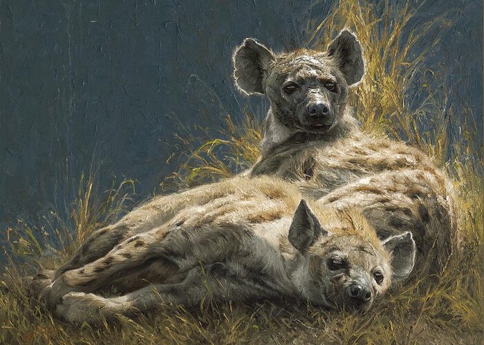 Hyena Greeting Card featuring the painting Eye of the Beholder by Greg Beecham