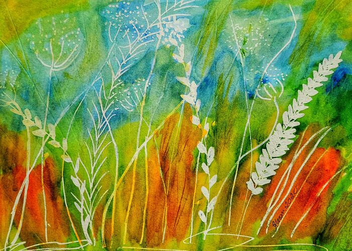 Grass Greeting Card featuring the painting Eyelevel With Nature by Shady Lane Studios-Karen Howard