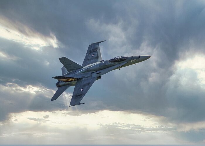 Afterburner Greeting Card featuring the photograph F18 Hornet, Military fighter Aircraft by Rick Deacon