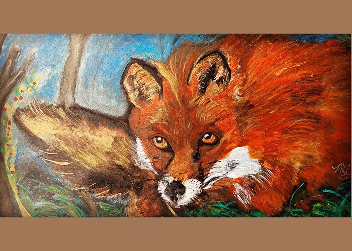 Fox Greeting Card featuring the painting Fantastic Mr. Fox by Melody Fowler