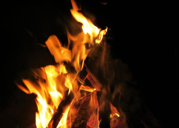 Fire Greeting Card featuring the photograph Face in the Fire by Azthet Photography