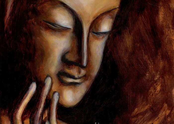 Zen Greeting Card featuring the painting Face of Mercy No.1 by Hiroko Sakai