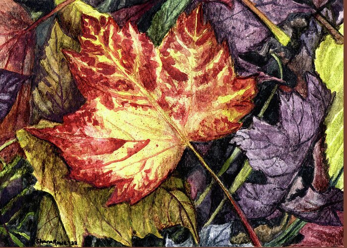 Leaf Greeting Card featuring the drawing Fading Beauty by Shana Rowe Jackson