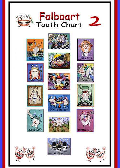Falboart Tooth Chart 2 Greeting Card featuring the painting Falboart Tooth Chart 2 by Anthony Falbo