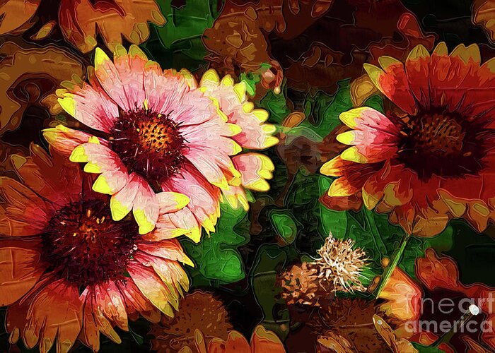 Flowers Greeting Card featuring the digital art Fall Flowers In Impasto by Kirt Tisdale