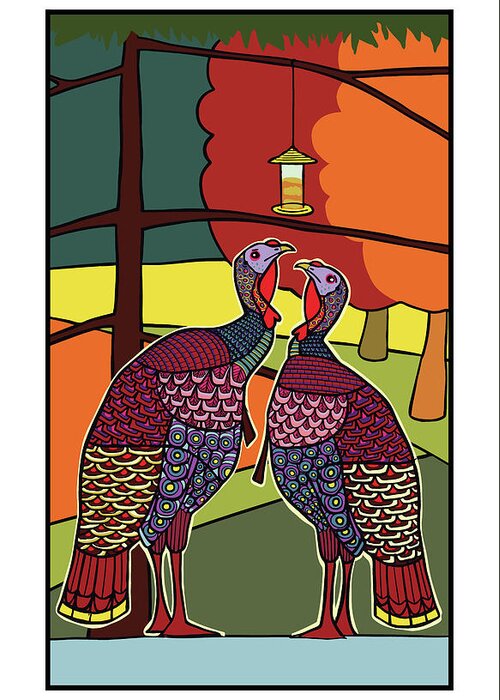 Turkeys Greeting Card featuring the digital art Fall Foliage for Phones by Caroline Barnes