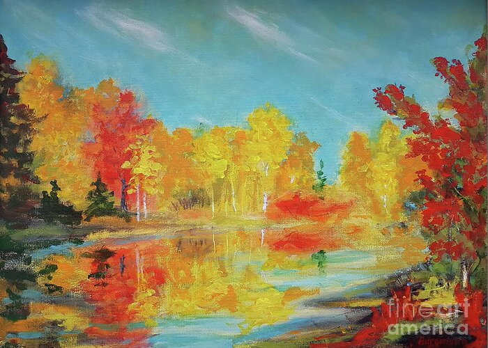 Acrylic Greeting Card featuring the painting Fall Impressions by Petra Burgmann