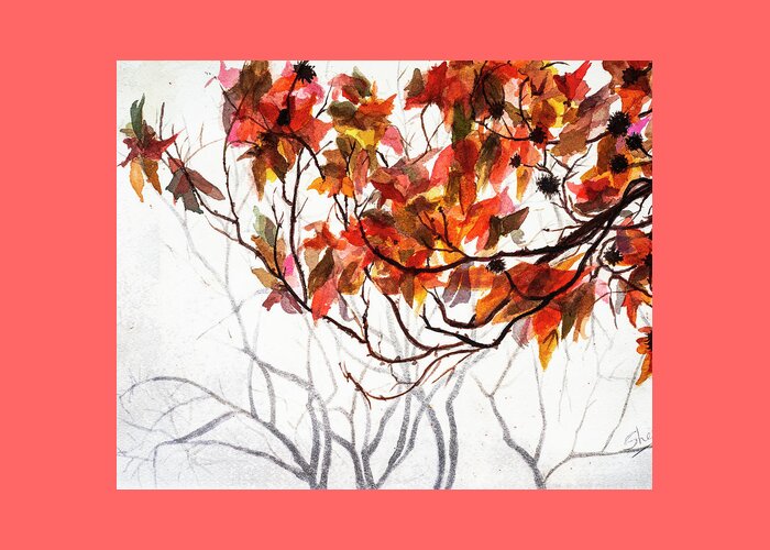 Art - Watercolor Greeting Card featuring the painting Fall Leaves - Watercolor Art by Sher Nasser
