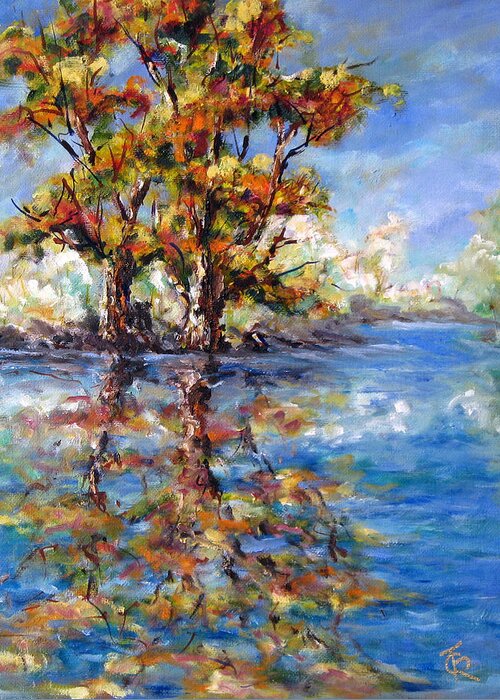 Landscape Greeting Card featuring the painting Fall Reflection by Thomas Restifo