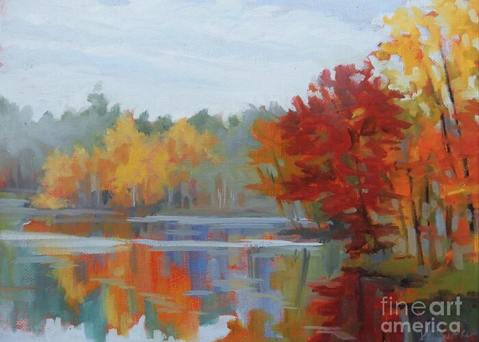 Landscape Greeting Card featuring the painting Falling into Color by K M Pawelec