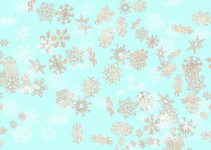 Falling Snowflakes Greeting Card featuring the photograph Falling snowflakes pattern on blue background by Simon Bratt