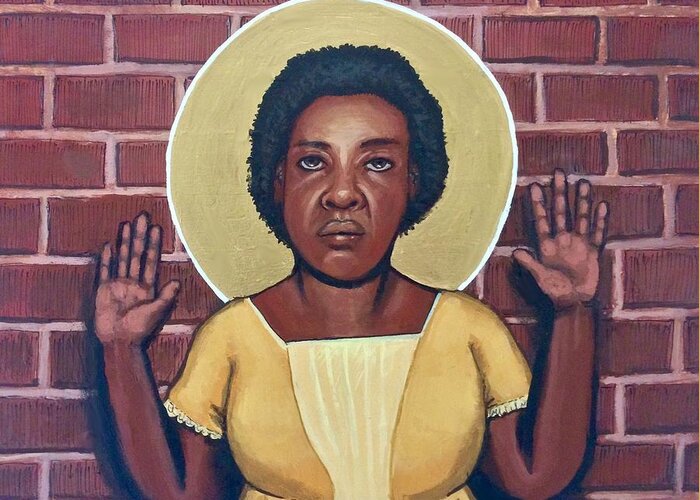 Woman Greeting Card featuring the painting Fannie Lou Hamer by Kelly Latimore