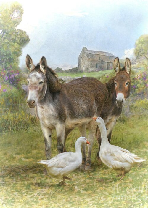 Donkey Greeting Card featuring the digital art Farm Friends by Trudi Simmonds