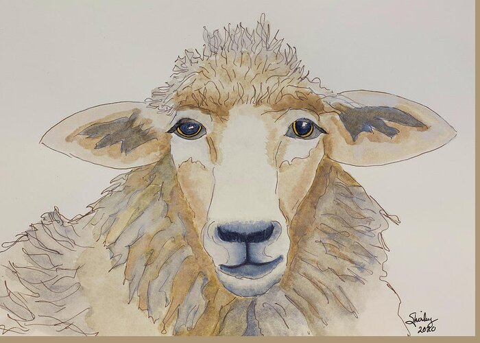 Sheep Greeting Card featuring the painting Farm Sheep by Shirley Dutchkowski