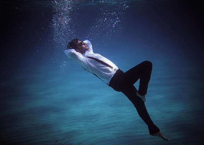 Underwater Greeting Card featuring the photograph Fashion Man by Gemma Silvestre