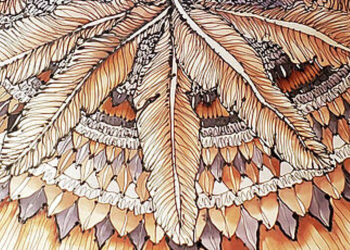 Hand Painted Silk Greeting Card featuring the tapestry - textile Feather Shawl by Karla Kay Benjamin