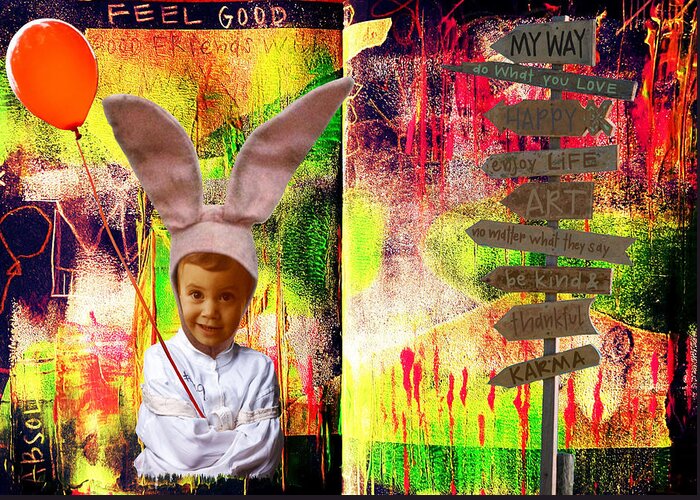 Mixedmedia Greeting Card featuring the mixed media Feel Good by Tanja Leuenberger