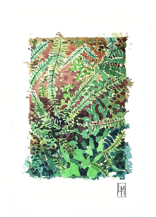 Ferns Greeting Card featuring the painting Ferns by Luisa Millicent