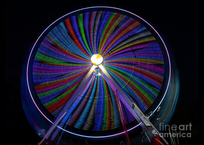 Ferris Wheel Greeting Card featuring the photograph Ferris Wheel at Night by L Bosco