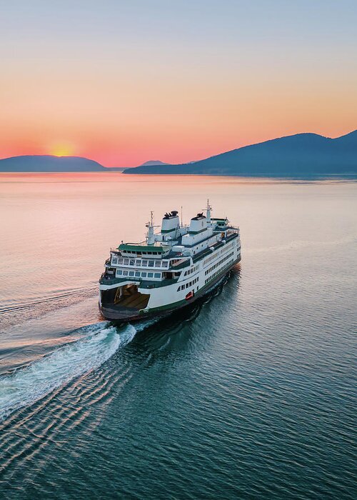 Sunset Greeting Card featuring the photograph Ferry Sunset by Michael Rauwolf