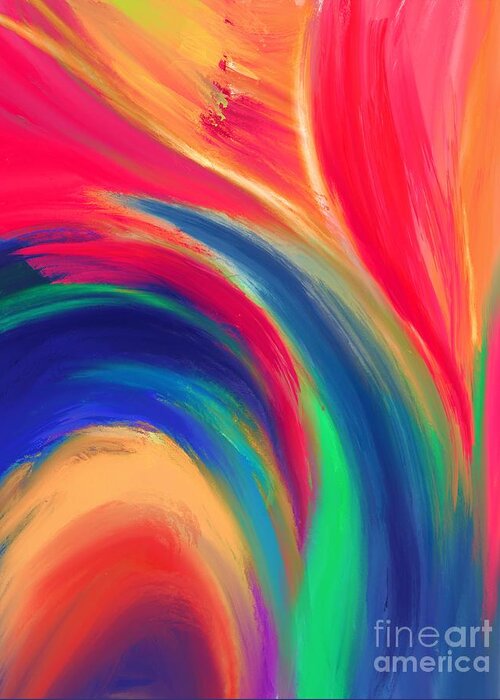 Abstract Greeting Card featuring the digital art Fiery Fire - Modern Colorful Abstract Digital Art by Sambel Pedes
