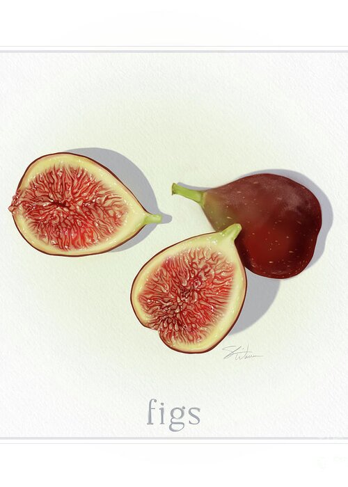 Fruit Greeting Card featuring the mixed media Figs Fresh Fruits by Shari Warren