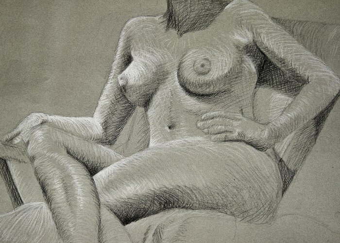 Beautiful Greeting Card featuring the drawing Figure Drawing Three by Rowan Lyford