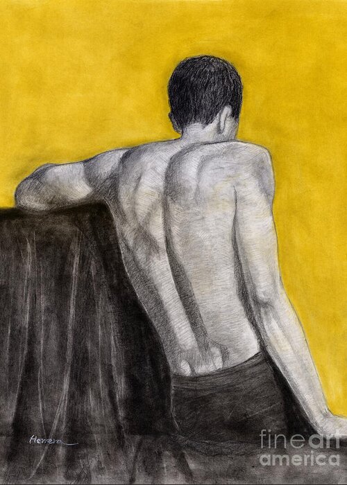 Man Greeting Card featuring the painting Gray and Butterscotch by Hailey E Herrera