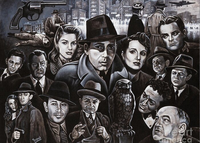 Film Noir Classics Greeting Card featuring the painting Film Noir 1940's by Michael Frank