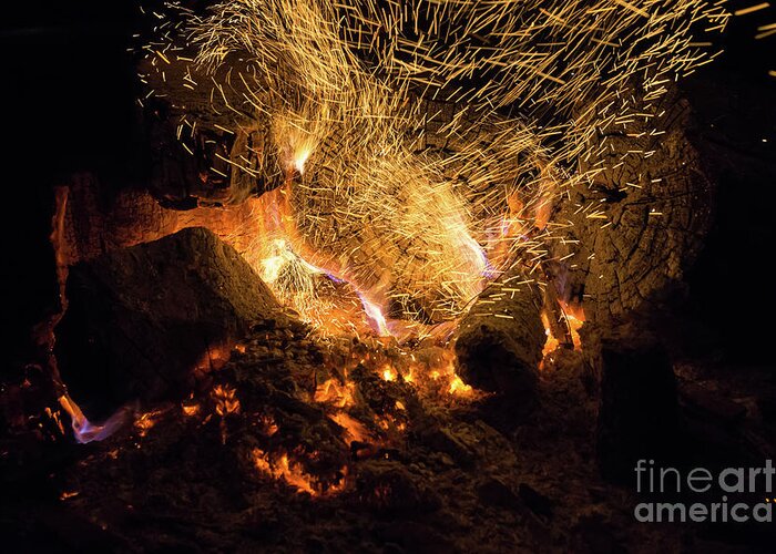 Fire Greeting Card featuring the photograph Fire and flames 2 by Adriana Mueller