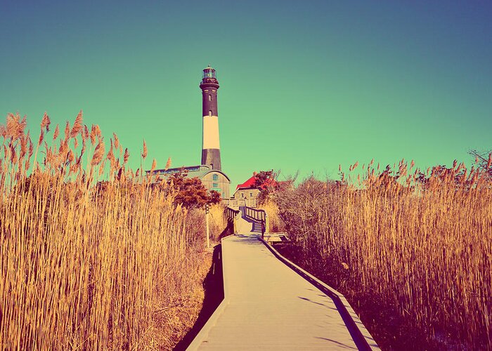 Fire Island Greeting Card featuring the photograph Fire Island Lighthouse by Stacie Siemsen