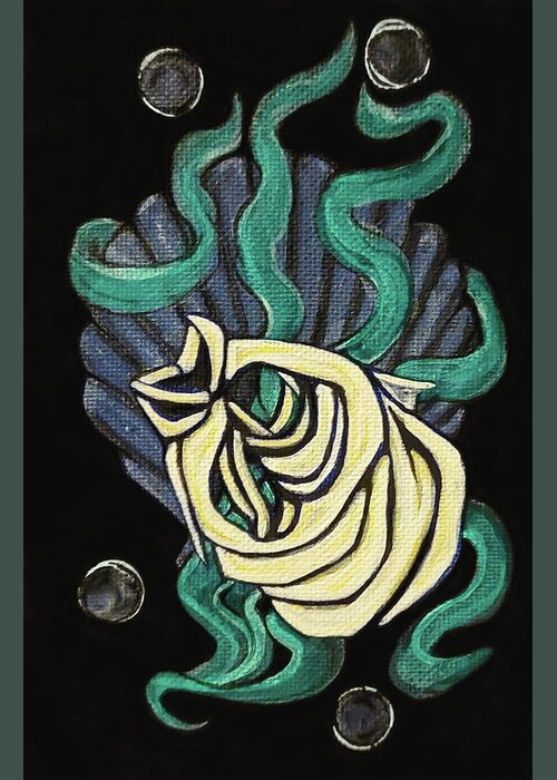 Skull Greeting Card featuring the painting Fish and Seaweed by Megan Thompson- The Morrigan Art