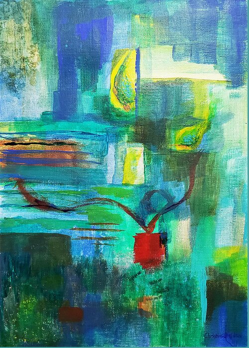 Abstract Greeting Card featuring the painting Fish Eyed by Christine Bolden
